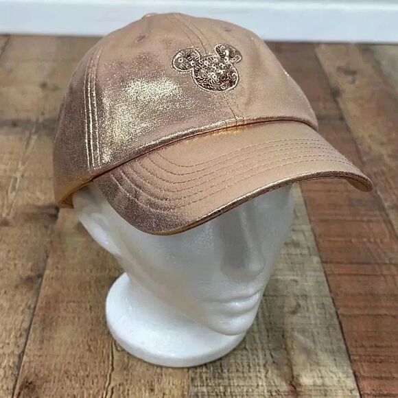 Disney Parks Sequins Mickey Mouse Rose Gold Hat Adjustable - Picture 2 of 11